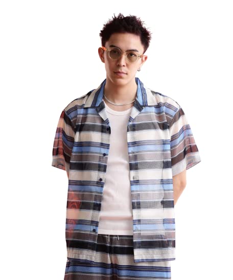 

Schott NYC Patterned Mesh SS Shirt, Men s, Size XL, Navy Striped, 782-3123009