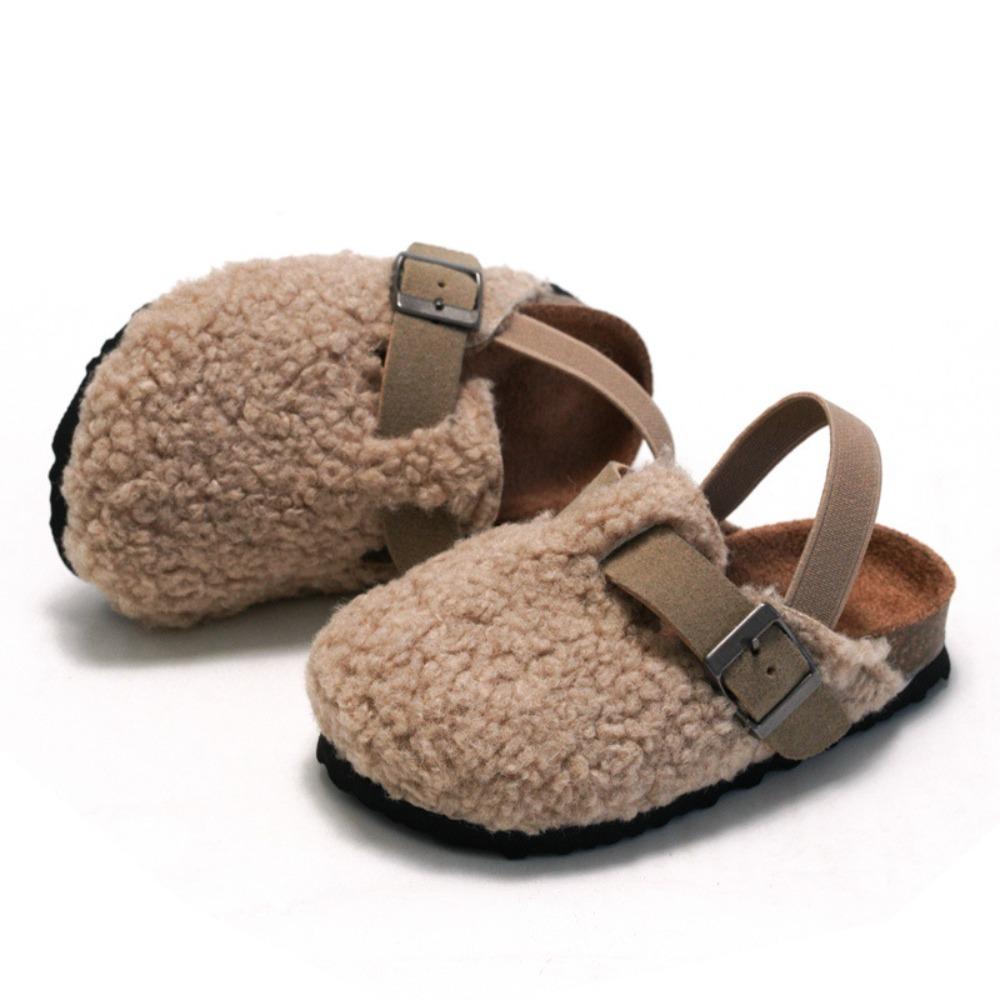 Autumn Winter New Kids Cork Sandals - Suede Lined Warm Sandals for Boys & Girls, Outdoor Wear Non-Slip Children's Footwear KWN