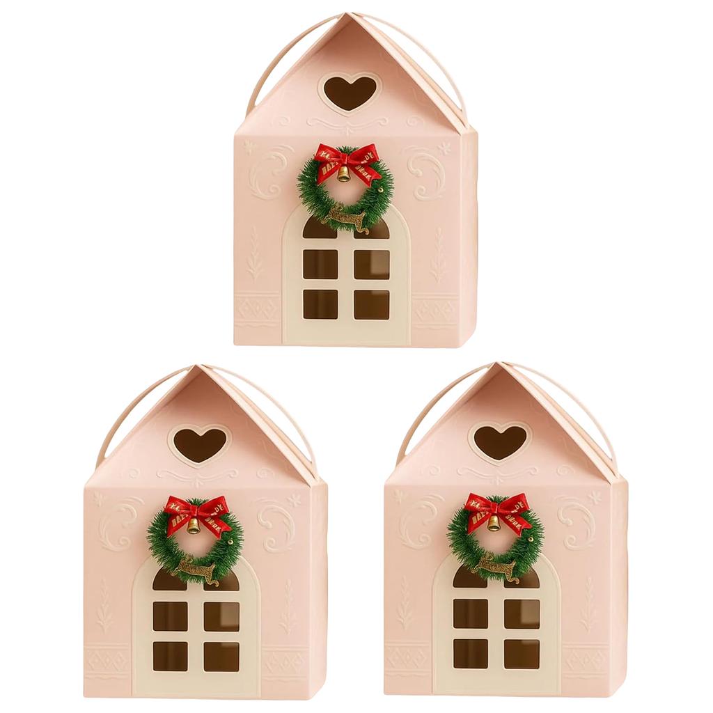 Christmas Cottage Gift Box Festive Goodie Bags with Handle Holiday Cottage Box for Holiday Party Favors Cookie Candy Packaging