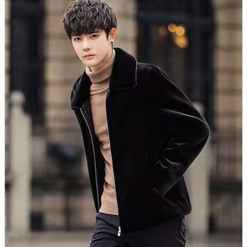 Men's Winter Business Faux Fur Coat, Mid-Aged Men's Faux Mink Fur Hooded Coat