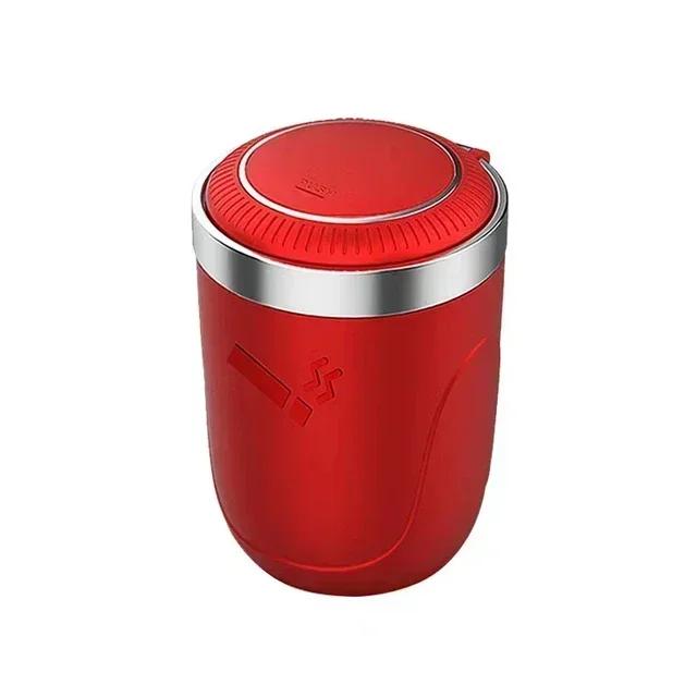 Car Ashtray Cup With Lid And Led Light Portable And Car Multifunct Bracket Detachable Steel Ashtray Abs Liner T8w9
