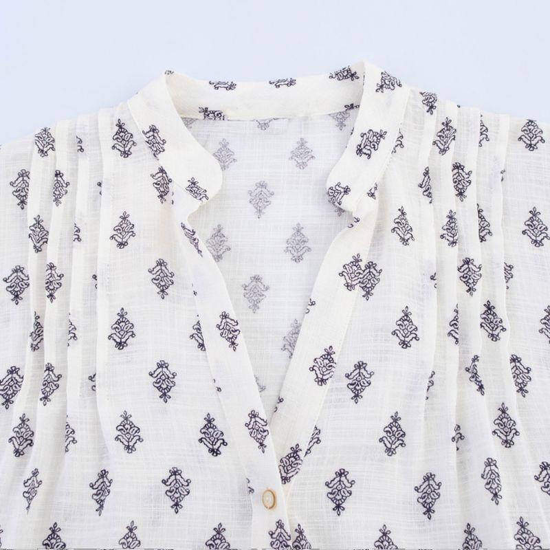 Kaslead New Arrival Women's Clothing Fashion Style Fashion Minimalist Puff Sleeves Print Shirt 5029083 066