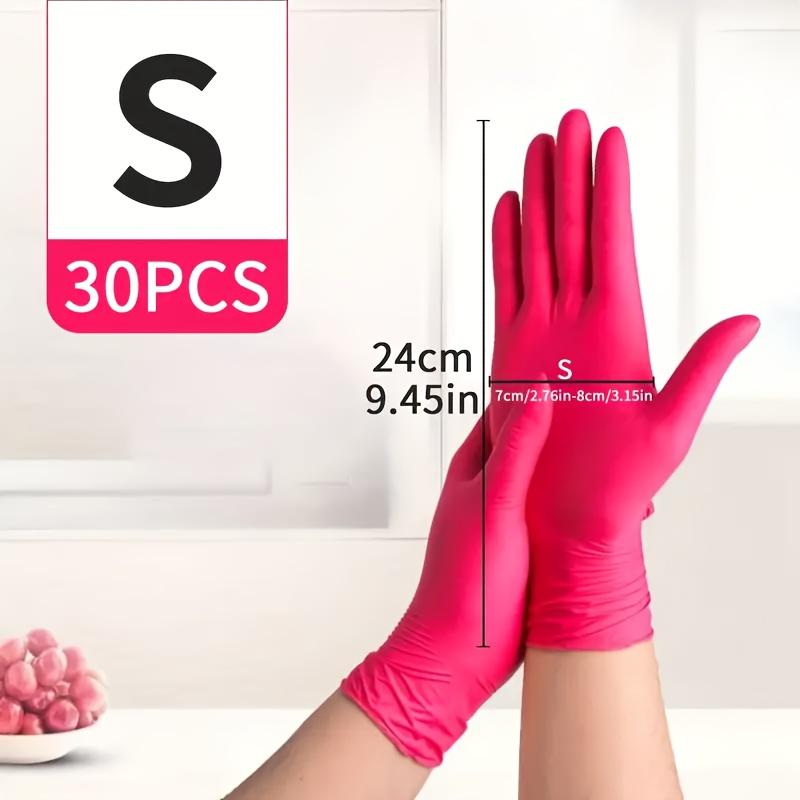 30/50/100pcs Deep Pink Disposable Nitrile Gloves, Latex Free & Dust-free, S/M/L Sizes, for Home Cleaning, Pet Care, Hair Dyeing & Kitchen Use