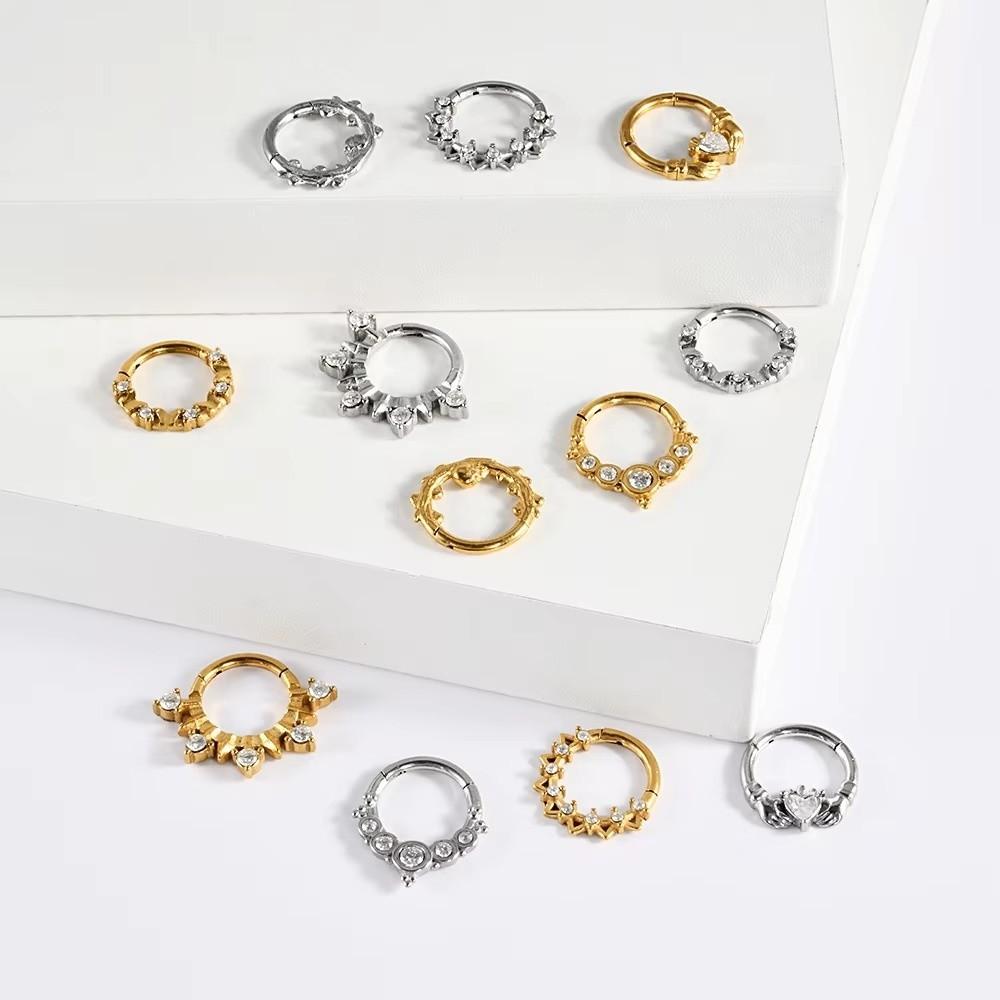 1PC Stainless Steel Septum Clicker Ring Skull Vine Design Daith Piercing Ring Nose Piercing
