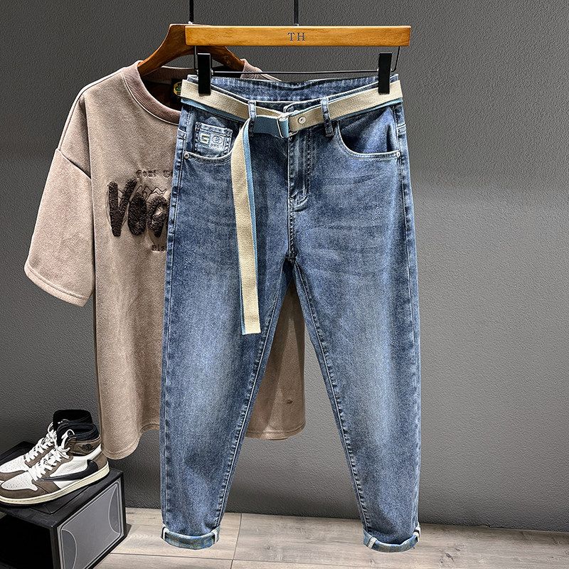 Men's Gray Denim Jeans, 2024 New Model, Straight Fit, Slim Fit, Casual Long Pants for Spring and Autumn
