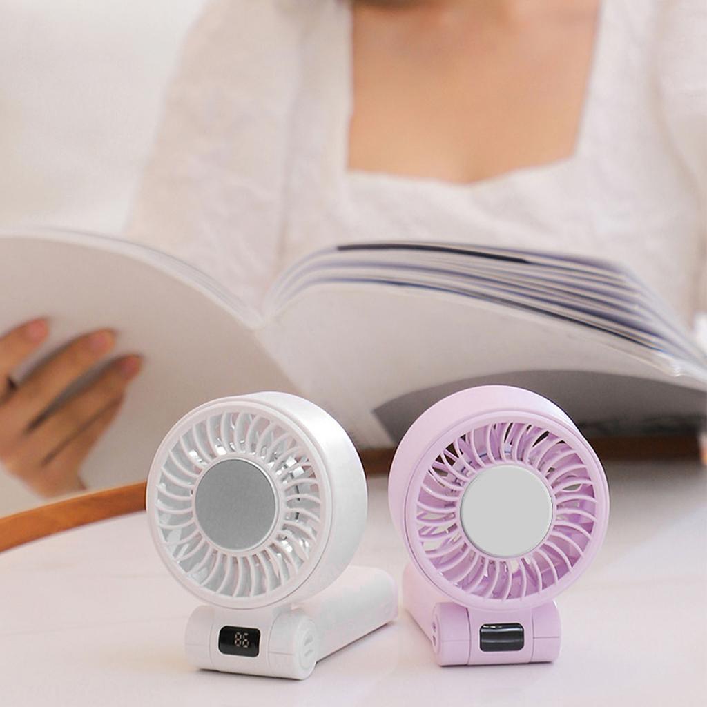 Foldable Handheld Fan 5 Speed Digital Display Quiet   Lasting Running   Fan with Lanyard for Daily Use Outdoor