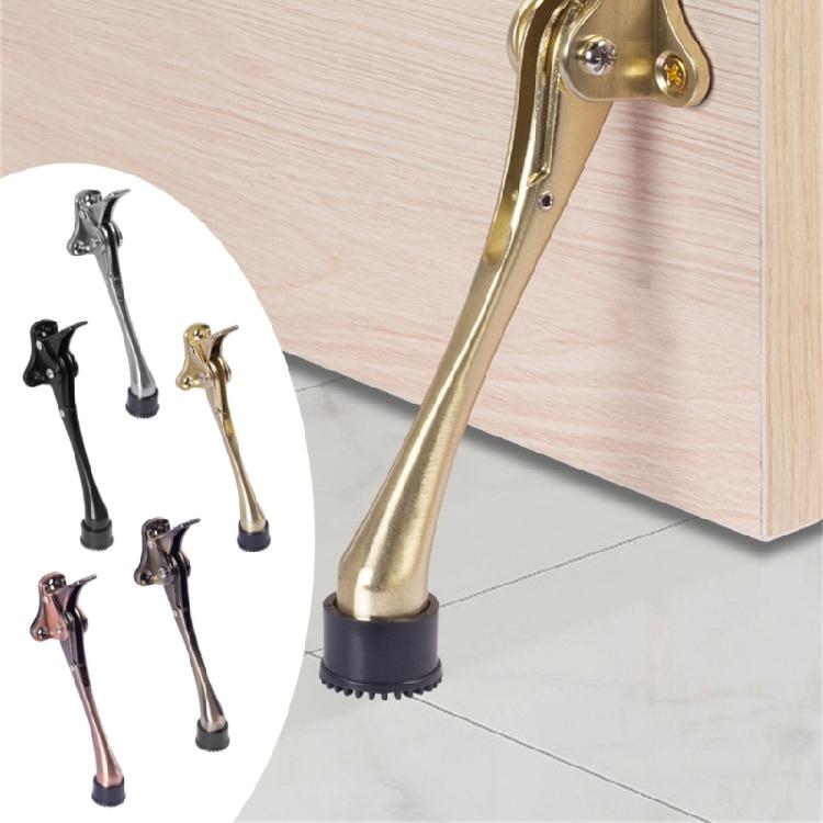 Adjustable Door Holder with Nonslip Rubber Tips Easy Pedals Kick Down Door Stop Wall Protector Zincs Alloy Doorstop