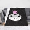 Kawaii Kuromi Anime Blanket Coral Fleece Plush  Winter  Multi-function Super Soft Throw Blankets for Home Office Bedspreads