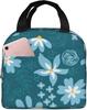 Hawaiian Pattern Flower Portable Lunch Bag Insulated Cooler Tote Box for Travel Picnic Work One Size for Men Women