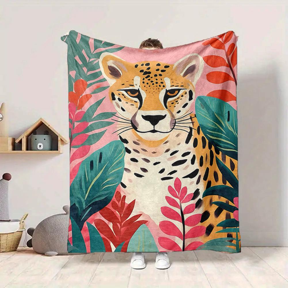 1pc Cheetah Print Blanket - Perfect Gift for Birthdays, Christmas & Halloween- Soft, Warm & Versatile yy250909152