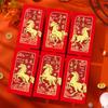 Pack Of 6 Year Of The Horses Red Envelopes Chinese New Year Blessing Paper Money Packets For Festives Occasion