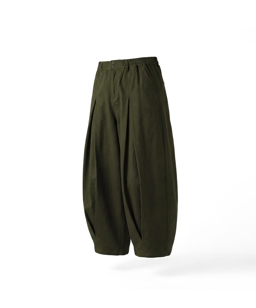ANGLAN Long Tuck Wing Balloon Pants - Khaki
