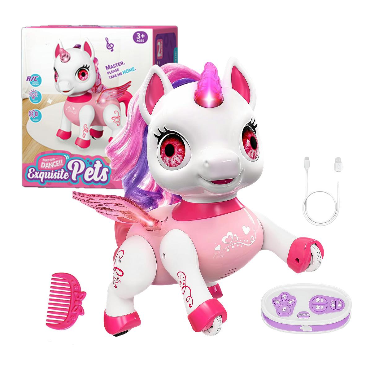 

Unicorn Dancing Robot Toys for Girls with LED Horn & Wings,Remote Control,Voice,Rechargeable,Birthday Gifts, Kids and Toddlers