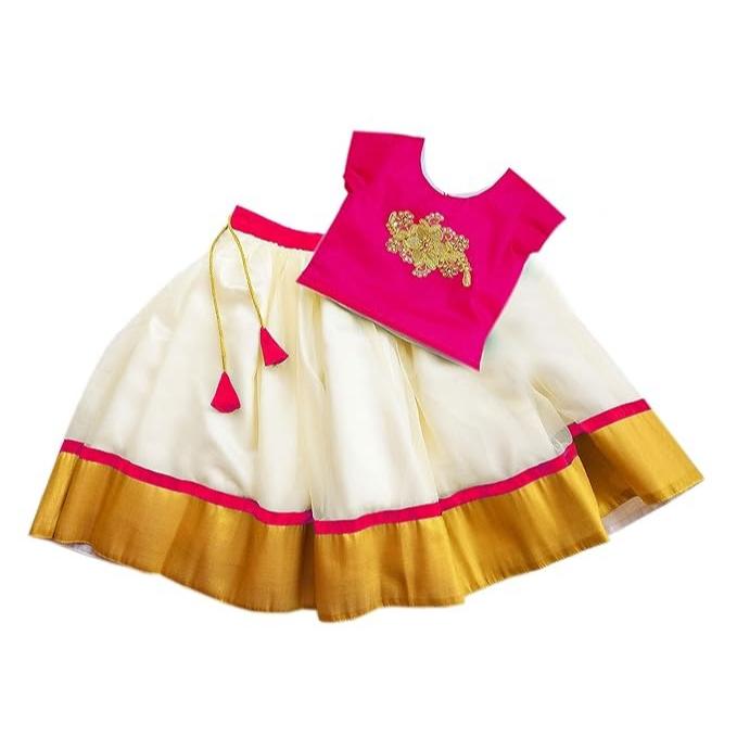 Комплект одежды для девочек Лехенга-чоли, Girls Cotton Silk Readymade Lehenga Choli Set (Rani Pink), Stanwells Kids
