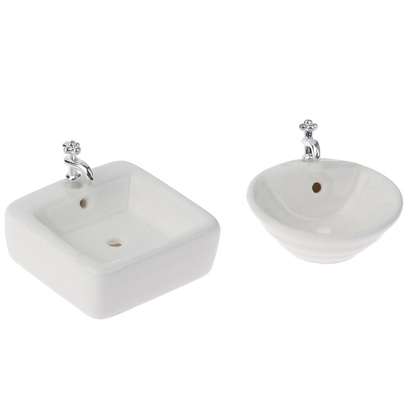 1:12 Dollhouse Miniature Bathroom Sink Ceramic Wash Basin Model Accessories Toys