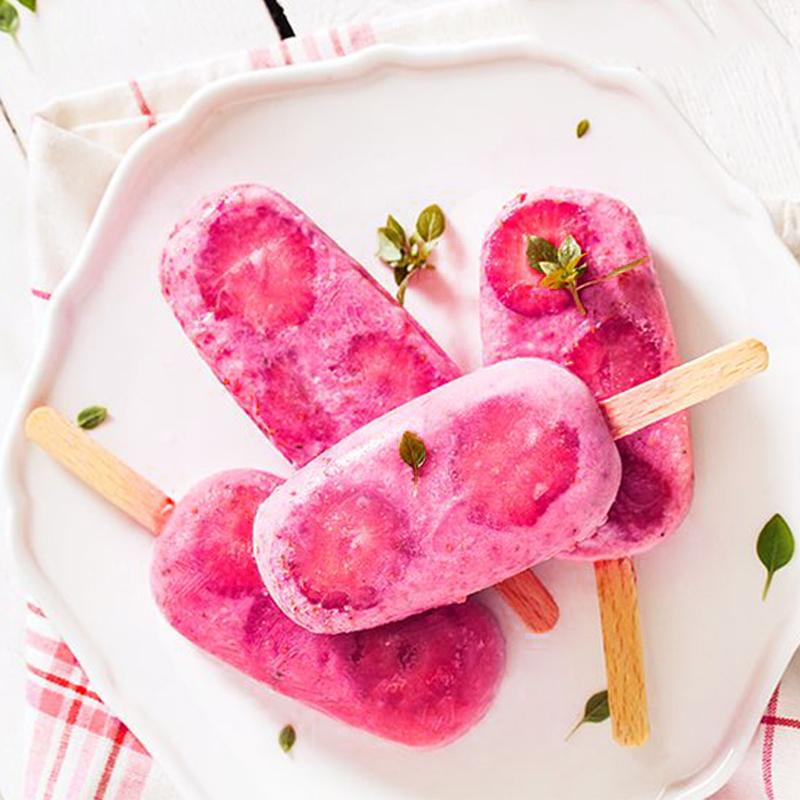 8 Cavity Ice Cream Silicone Mold DIY Molds Ice Cube Moulds Ice Cream Maker Dessert Molds Tray with Popsicle Thick Material