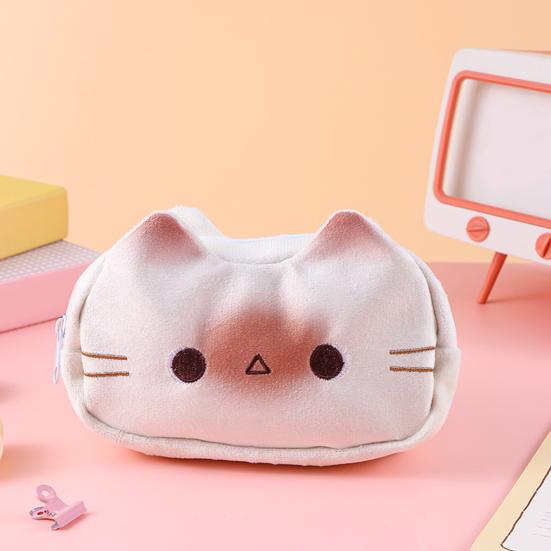 Funny French Bread Cat Pencil Case Kawaii Plush Pen Bag for Students Creative Novelty Desk Stationery Pouch Organizer