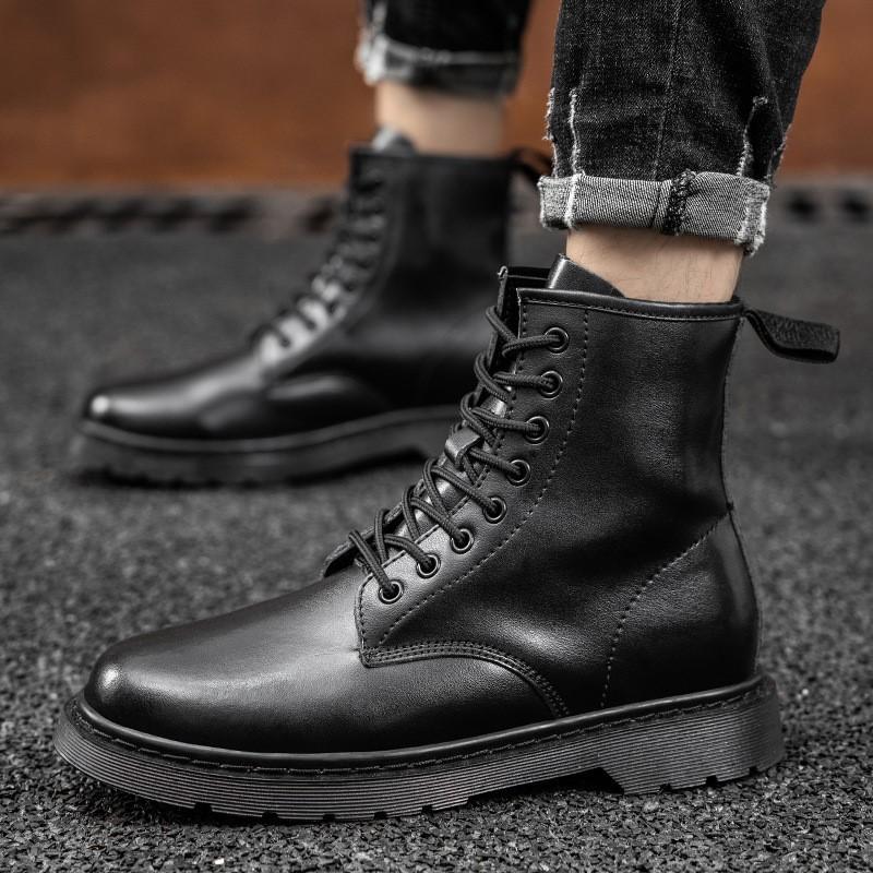 Mens Plus Size 47 British Style Couple Boots Casual Round Head Trend Motorcycle Boots Autumn Shoes
