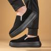 Slipper Herren Ein-Pedal Herbst Schwarz Flip Casual Lederschuhe Dicke Bodenplatte Schuhe Japanische Freizeitschuhe Leichte Schuhe