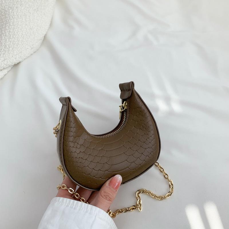 

Популярна сумка-півмісяць нова жіноча сумка літо 2024 повсякденна ретро сумка через плече модна сумка на ланцюжку жіноча сумка кавовий