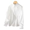 White Blouse Womens Relaxed Fit Autumn Latest Leisure Versatile Blouse Long-sleeved Top