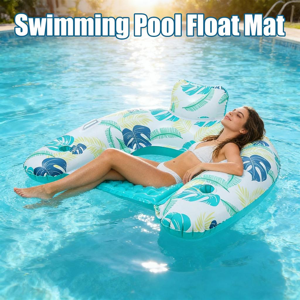 Innovative Inflatable Swimming Pool Floating Chair Popular Photo Seat With Cup Hole Outdoor Swimming Pool Water PVC Inflatable Floating