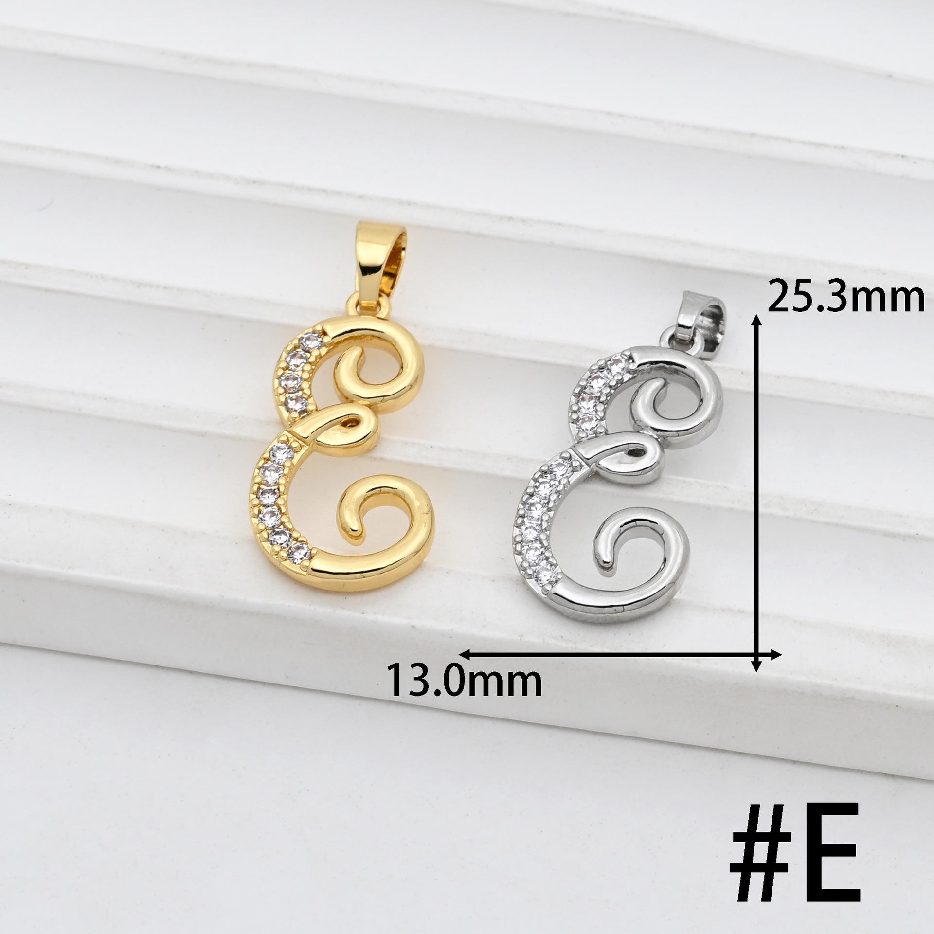 Artistic Zircon-Inlaid Hip Hop Fashion Necklace with 26 Letter Pendant Clavicle Chain White K