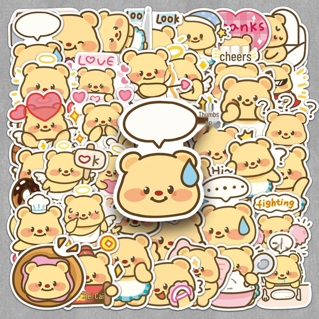 50 Cute Kawaii Butter Bear Stickers for Journals, Stationery, Water Bottles, and More