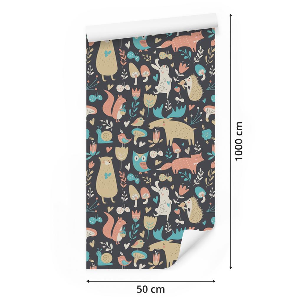 Forest Animals and Plants Wallpaper for Living Room and Bedroom 50x1000