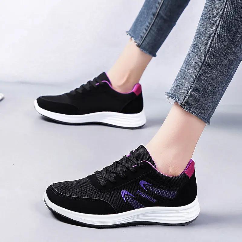 Fashion Running Shoes Women Sport Shoes Outdoor Lace-up Platform Sneakers Air Mesh Breathable Walking Jogging Gym Trainers