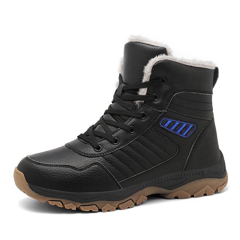 beef tendon sole velvet thickened hiking shoes black high-top cotton shoes middle-aged people non-slip wear-resistant and warm outdoor snow 46 6670₽