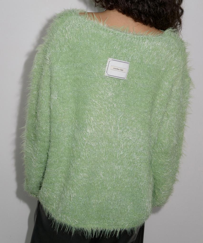 Obeodyupeulleeo Hairy Glitter Knit_Lime Green