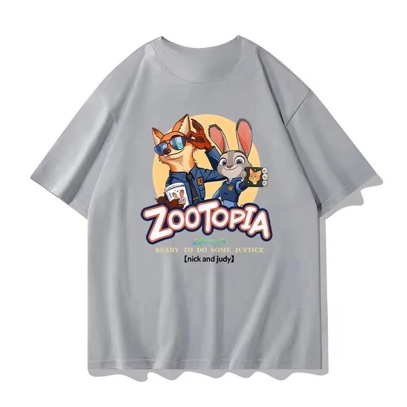 Zootopia Shortsleeved Women and Unisex Summer Judy Lapin Police Pure Cotton Printed Shortsleeved S