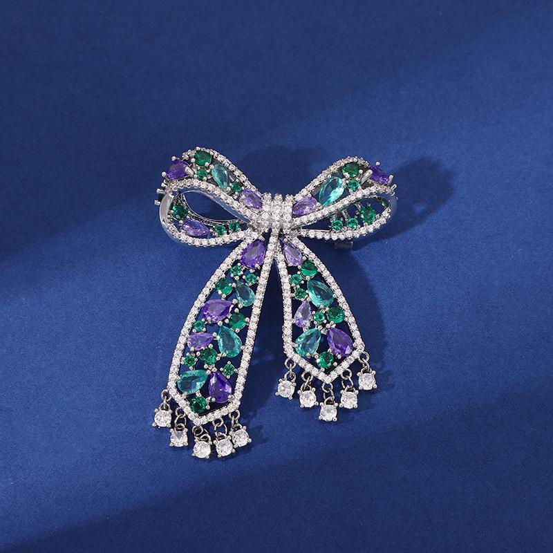 

Многоцветная брошь-бант из циркона - Роскошный модный аксессуар для костюмов и пальто