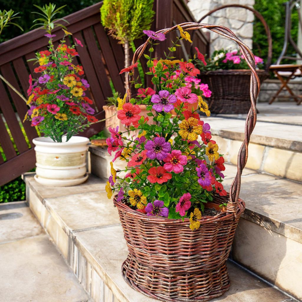 Artificial Flower Bouquet Outdoor Garden Decorative Plant Lawn Landscape Simulation Floral Arrangement Indoor Pot Decoration with Stake