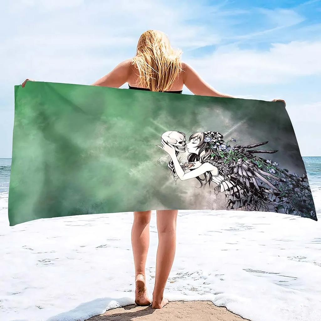 Microfiber Beach Towel Skull Beach Towel Blanket,Sand Proof Swimming Bath Pool Towel for Travel Camping Yoga Sport,Oversized