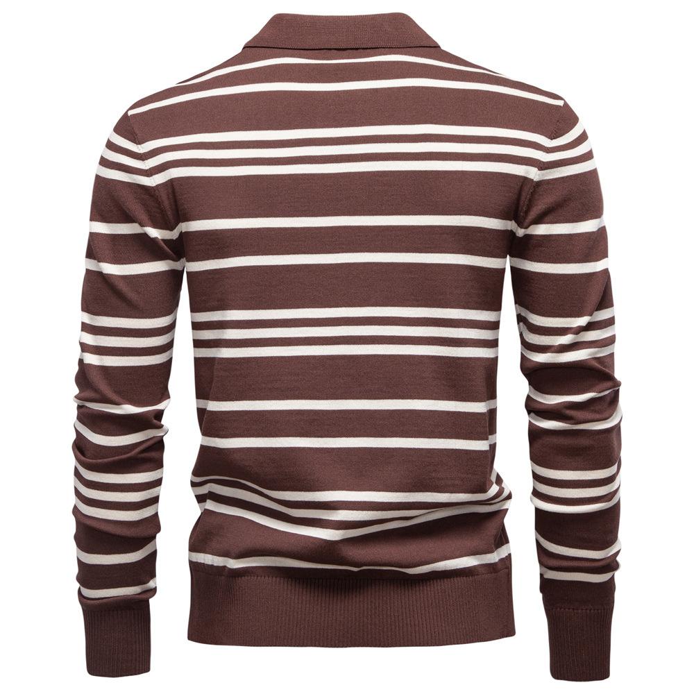 Polo Ralph Lauren 2025 Autumn/Winter Embroidery New Large Collar Men's Striped Sweater Polo Collar Knitted Sweater Men