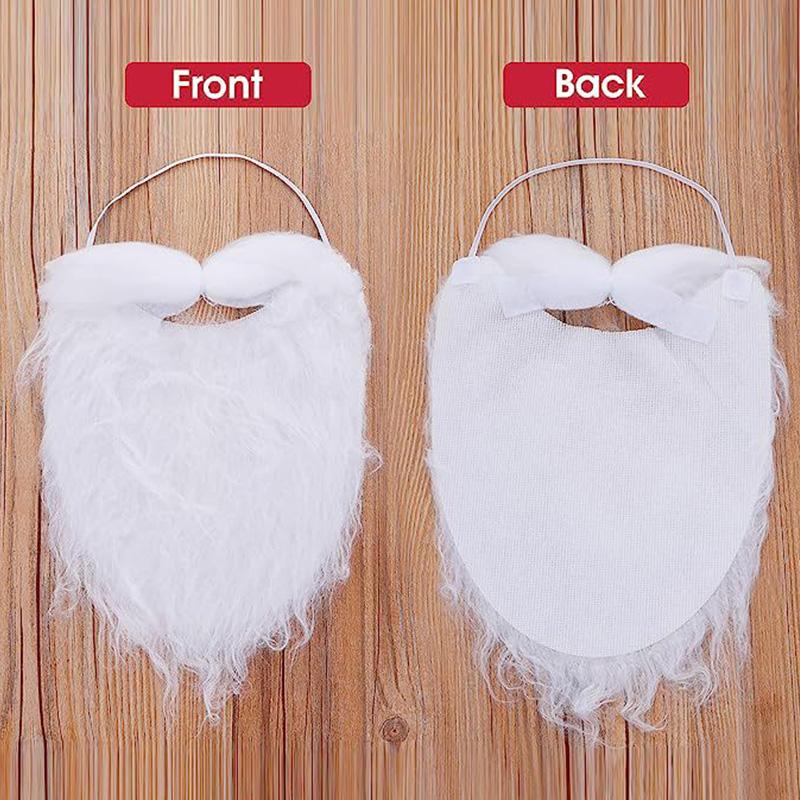 20PCS Funny Big Santa Beard Costume Fake White Beard Christmas Santa Claus Cosplay Accessories for Kids Adults Xmas Party Supply