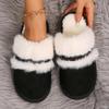 Baotou Hairy Slippers Female Outside Wear Winter Korean 2024 Indoor Home Warm Cotton Shoes Flat Bottom Non-slip Couple Slippers