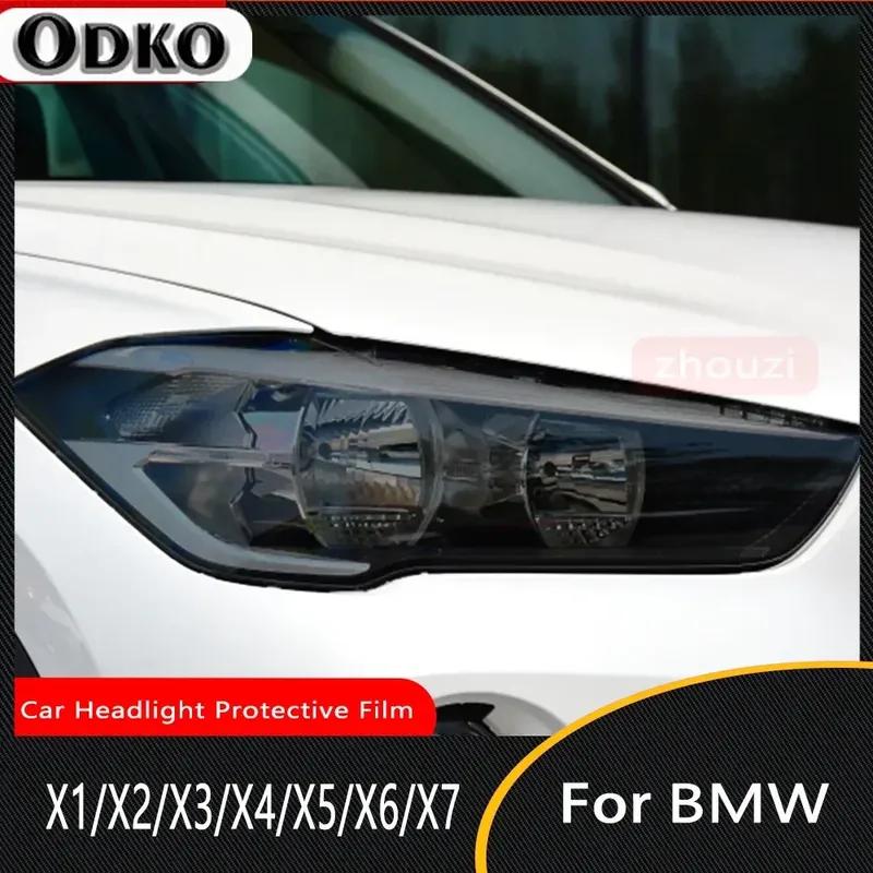 For BMW X1 F48 X2 F39 X3 F25 G01 X4 G02 X5 F15 X6 F16 X7 Car Headlight Smoked Black Protective Film Self Healing TPU Sticker