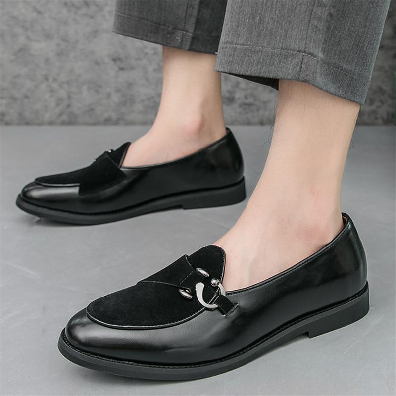 Monk Strap Loafers New Men's Pointed Mix Patchwork Leather Shoes For Male Designer Formal Wedding Prom Dress Homecoming Footwear
