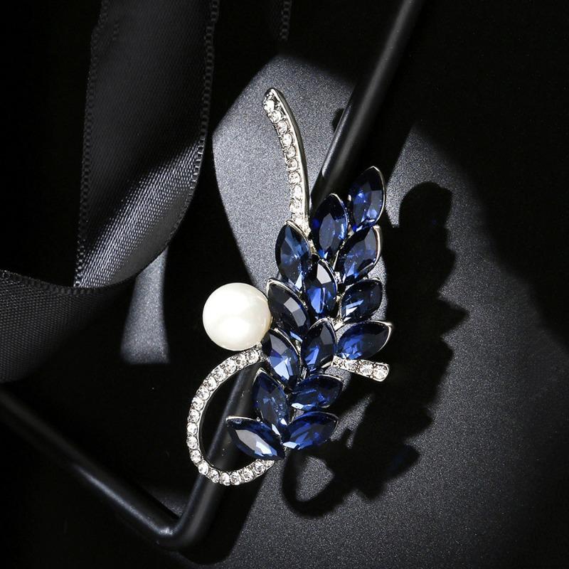 Elegantní křišťálová brož, Dámská móda vysoké třídy, Všestranná perlová brož, Elegantní a jednoduchá, Protiodleskový špendlík