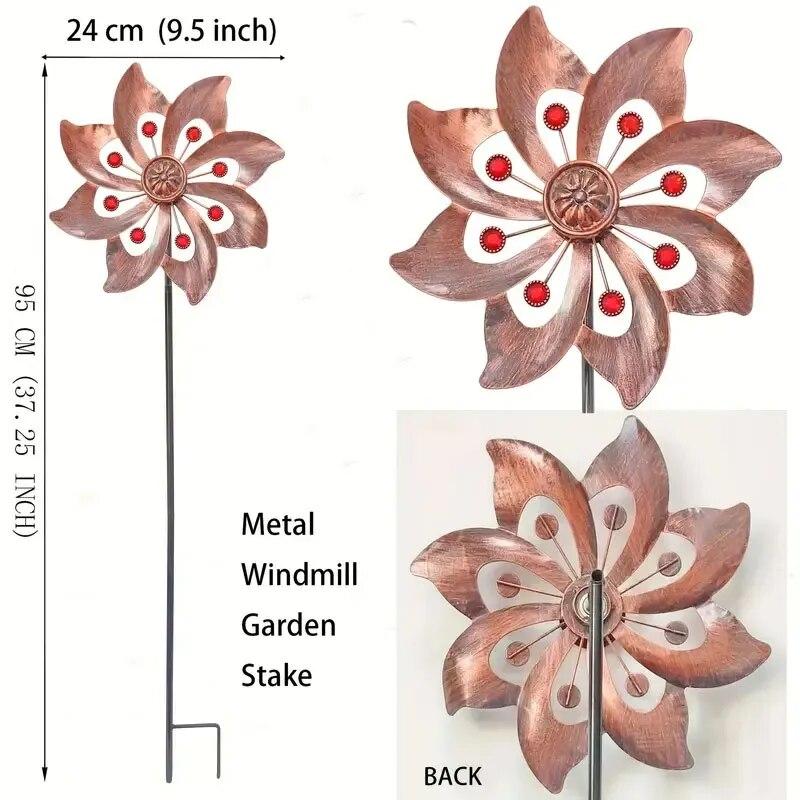 Girelli a Vento Kinetiche Raccogli Vento Spinner da Esterno Cortile Patio Prato Giardino Decorazione Doppia Scultura Mulino a Vento con Paletto Metallico Stabile