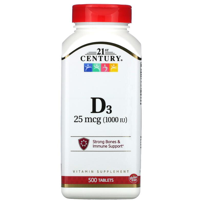 Vitamin D3, 25 Mcg (1,000 IU), 500 Tablets