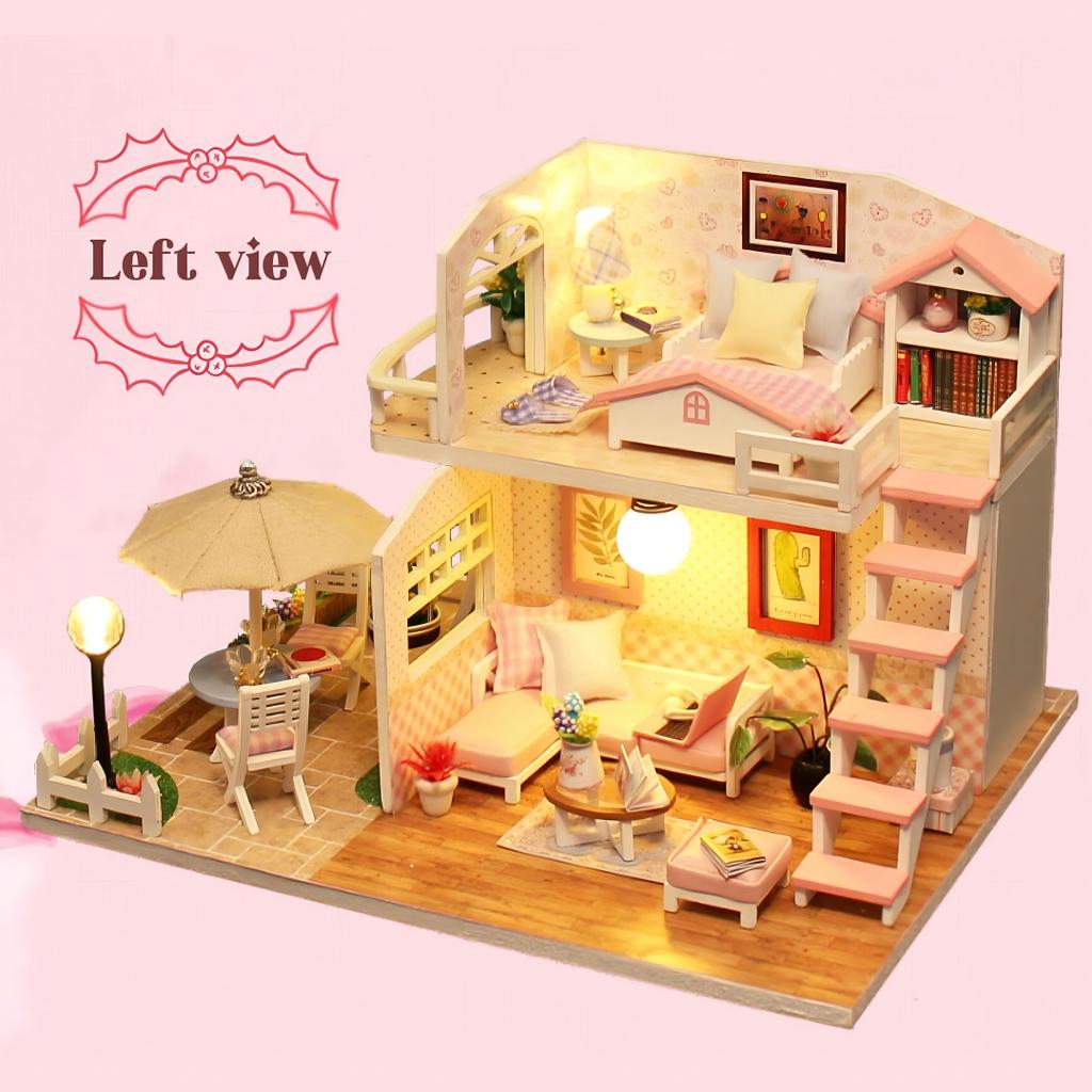 Pink Loft  DIY Miniature House Kit,  Creative Birthday Christmas Gift Assembly Model Black Friday