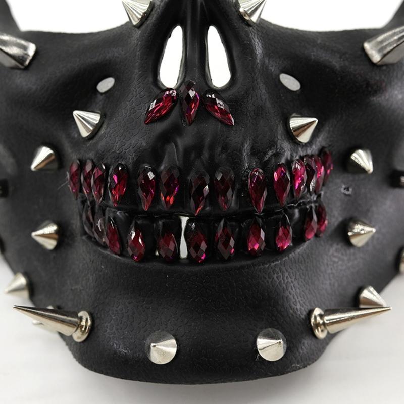 Rhinestones Rivet Mask Masquerade Mask Half Face Mask Halloween Cosplay Accessories for Women Men Masquerade Cosplay