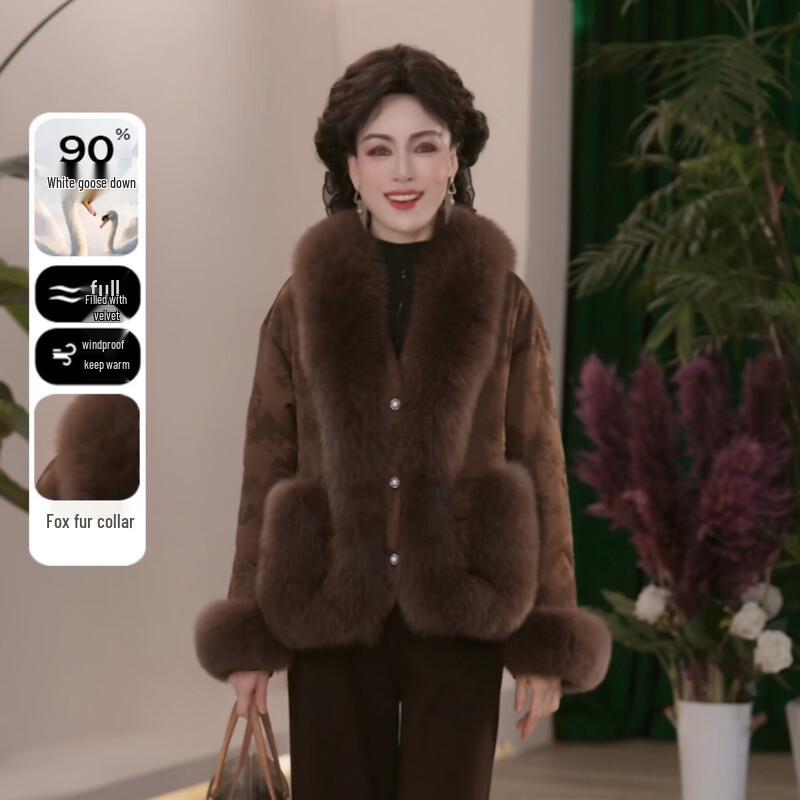 JIANHU 2025 Winter Women's 90% White Goose Down Jacket with Fox Fur Collar