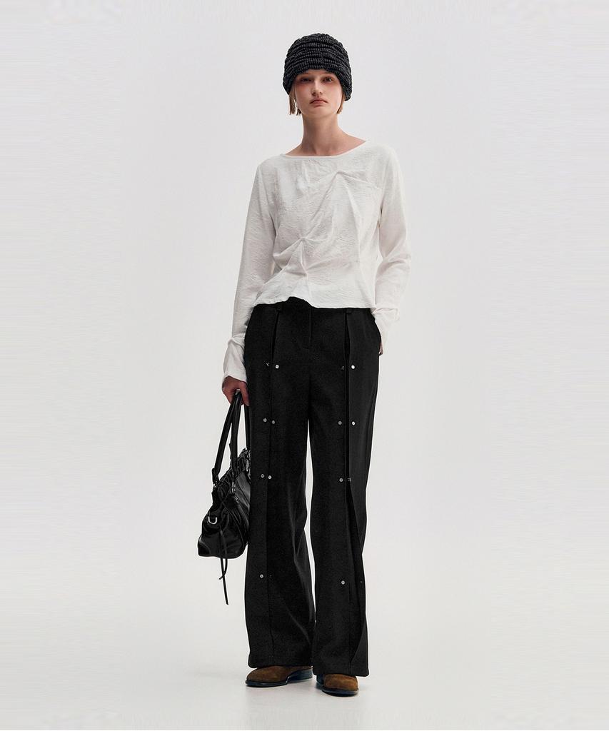 Kimjisu Pinched Long Sleeve Top _ White