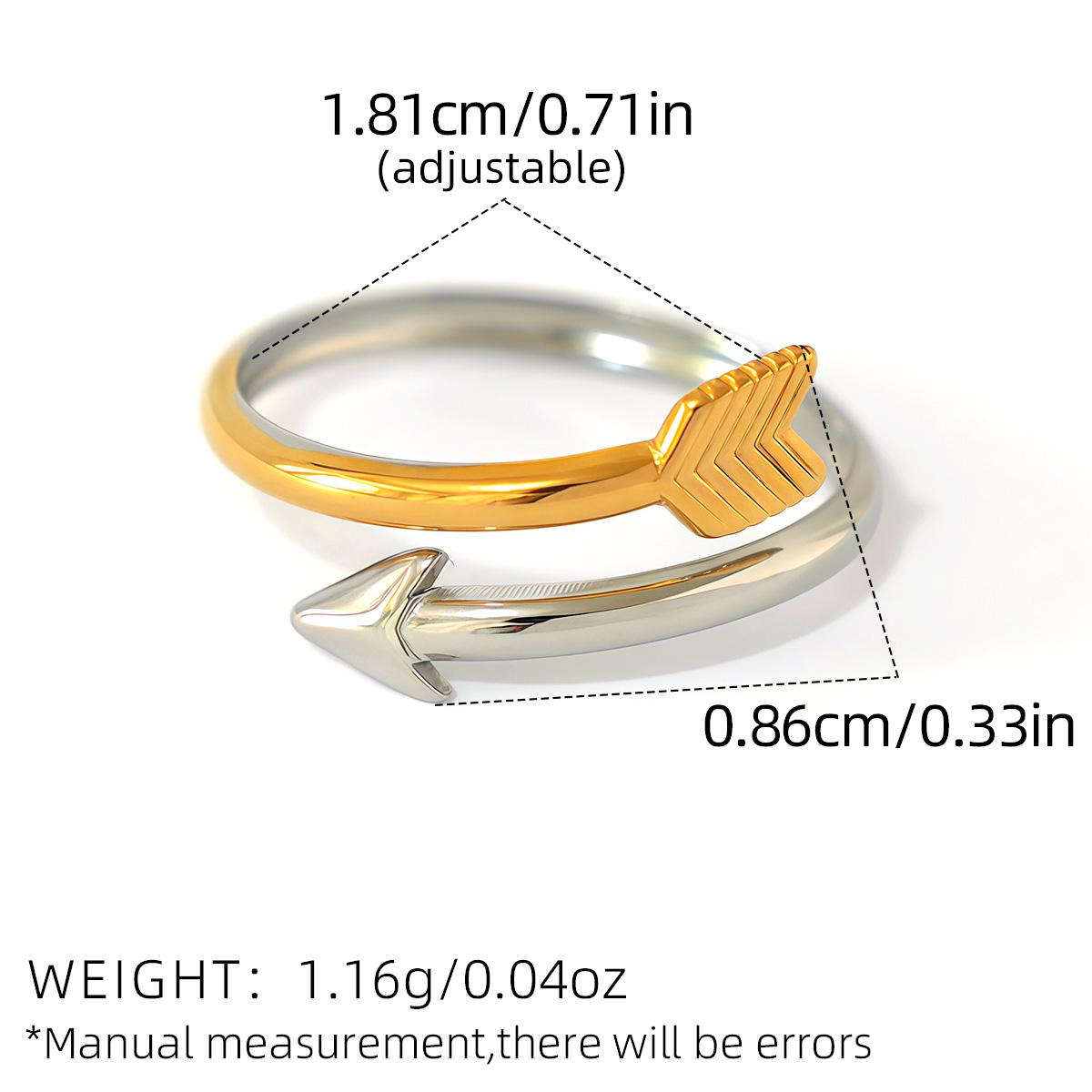 

Stainless Steel Arrow Adjustable Open Rings for Women 18K Gold Plated Waterproof High Quality Ladies Zircon For Vacation Etc resizable