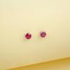 Zhou Hengfu S925 Sterling Silver Cultured Ruby Luxury Retro Gem Earrings for Women.